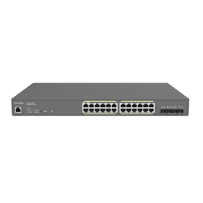 Cloud Managed Switch 24-port GbE PoE.at 410W 4x10Gb SFP+ L2 19i<br>The ECS1528FP Cloud Managed 410W 24-Port PoE Switch features simplified network configuration, monitoring and management options along with an easy-to-use Web interface. Power compatible P
