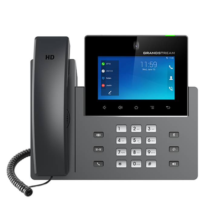 Grandstream  GXV3450 IP Video Phone, 5 inch 1280x720 capacitive touch screen, 16 lines with up to 16 SIP accounts, 2 mega-pixel CMOS camera, Wi-Fi 5 a<br>Protocols/standards 
SIP RFC3261, TCP/IP/UDP, RTP/RTCP, HTTP/HTTPS, ARP, ICMP, DNS (A-record, SRV, NA