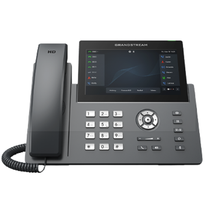 Grandstream GRP2670, 16 SIP accounts, 12 lines, 7 inch (1024x600) capacitive touch screen TFT LCD, 32 VPKs and 10 MPK, cloud provisioning & management (GDMS), carrier-grade security, WiFi, Bluetooth,<br>Protocols/Standards
SIP RFC3261, TCP/IP/UDP, RTP