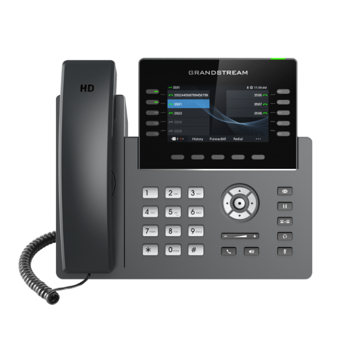 Grandstream GRP2615, Carrier-Grade IP Phones, 10  line keys, 16 SIP accounts, 40 Digital BLF and Speed Dial keys, HD (with power supply)<br>Protocols/Standards
SIP RFC3261, TCP/IP/UDP, RTP/RTCP, HTTP/HTTPS, ARP, ICMP, DNS(A record, SRV, NAPTR),
DHCP, PPPo