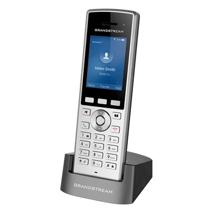 Grandstream WP822, WiFI Phone, 2 SIP, 2.4 inch (240x320) TFT color LCD, Rechargeable 2000mAh battery, 8  hour talk time,  200-hour standby, Integrated<br>Protocol/standards 
SIP RFC3261, TCP/IP/UDP, RTP/RTCP, HTTP/HTTPS, ARP, ICMP, DNS (record, SRV,
NAPTR