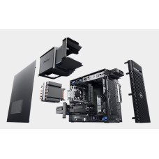 Preci 3680/Core i7-14700K/32GB/1TB SSD Gen4/Integrated/Kb/Mouse/1000W/W11Pro/<br>Ports and slots
Front view
1. Power switch with LED
2. HDD activity LED
3. Universal audio port
4. (2) USB 3.2 Gen1 (5Gb/s) Type-A (Lower one with PowerShare)
5. (2) USB 3.2 