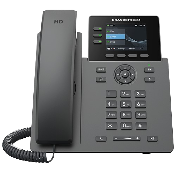 Grandstream GRP2611G, Professional P Phone, 3 SIP accounts, 3 lines, 2x GbE PoE, 320x240 (2.8') color LCD, 12 virtual BLF keys, 5V/0.6A PSU<br>The GRP2611G is a functional carrier—class IP phone with three lines and automatic
parameter settings, whic