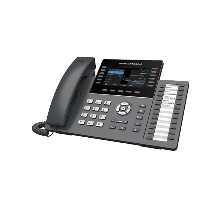 Grandstream GRP2636, Professional P Phone, 16 SIP accounts, 12 lines, 2x GbE PoE, Wi-Fi, 480x272 (4.3') color LCD, 24 paper BLF keys, 12V/1A PSU<br>Protocols/standards
SIP RFC3261, TCP/IP/UDP, RTP/RTCP, HTTP/HTTPS, ARP, ICMP, DNS (record A, SRV,
NAPT