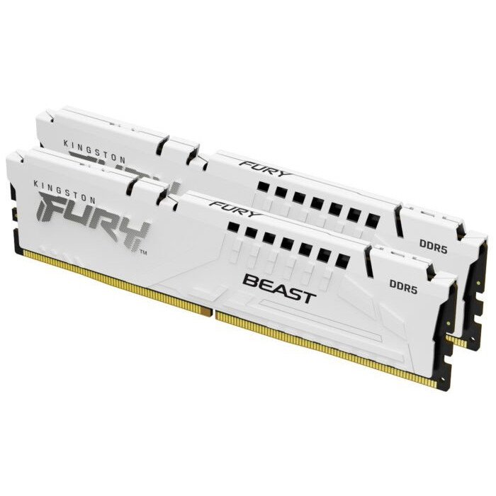Оперативная память 32GB Kit (2x16) DDR5 5200MHz Kingston FURY Beast White XMP CL40 KF552C40BWK2-32