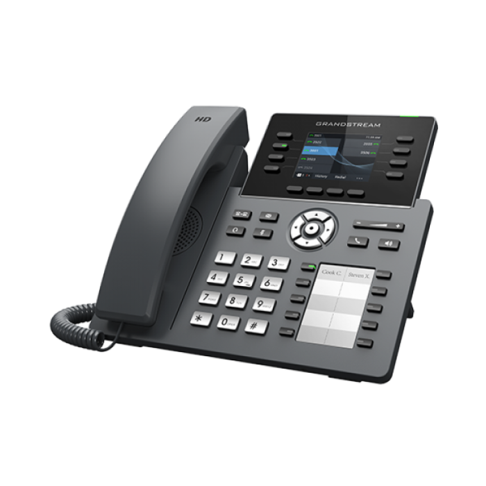 Grandstream GRP2634, Carrier-Grade IP Phones, 8  line keys, 12 SIP accounts, 32 VPK and 10 MPK, Gigabit Ethernet ports, PoE, HD (with power supply)<br>Protocols/Standards
SIP RFC3261, TCP/IP/UDP, RTP/RTCP, HTTP/HTTPS, ARP, ICMP, DNS(A record, SRV,
NAPTR),