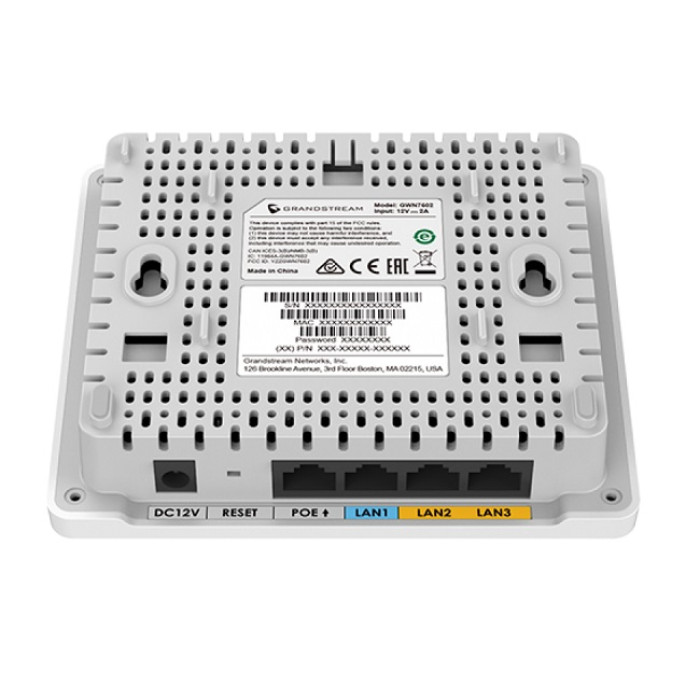 Grandstream GWN7604, Indoor AX3000 Wi-Fi 6 Access Point, 2x2:2 2.4G, 3x3:2 5G, 1x GbE PoE, 2x GbE with PSE, 1x GbE, up to 100m coverage, up to 256 wireless clients, 3Gbps aggregate wireless throughput<br>An access point with Wi-Fi 6 support and built-in P