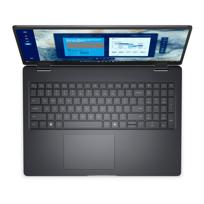 Dell Pro 16 PC16250/C5 220U/16GB/512GB SSD/16.0' FHD+/Integrated/FgrPr/FHD/IR Cam/Mic/WLAN + BT/Backlit Kb/3 Cell/W11Pro/1Y PS<br>Right view
1.	USB 3.2 Gen 1 Type-A
2.	USB 3.2 Gen 1 Type-A with PowerShare
3.	RJ45 Ethernet port, 1GbE
4.	Wedge-shaped l
