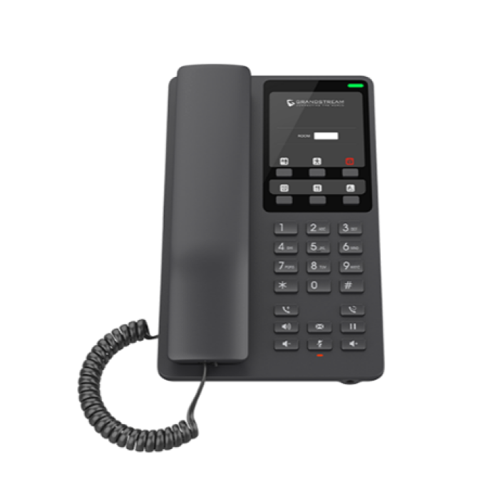 Grandstream GHP621, Black Compact Hotel IP Phones, 2 lines, 2 SIP accounts, One 10/100 Mbsps Ethernet ports,USB Type-C port for charging external devices, PoE, No PSU included<br>Protocols/standards
SIP: SIP RFC3261, TCP/IP/UDP, RTP/RTCP, RTCP-XR, TLS, SR