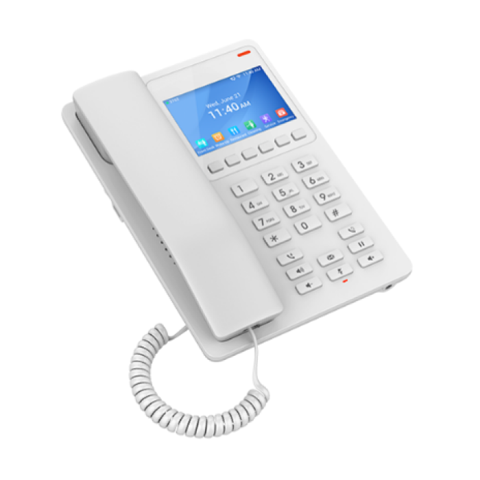 Grandstream GHP630, Compact Hotel IP Phone, 2 SIP accounts, 2 lines, 1x Ethernet 10/100 PoE, 480x320 (3.5') Color LCD, no PSU, White<br>Protocols/standards
SIP: SIP RFC3261, TCP/IP/UDP, RTP/RTCP, RTCP-XR, TLS, SRTP
Network: IPv4, IPv6, HTTP/HTTPS, AR