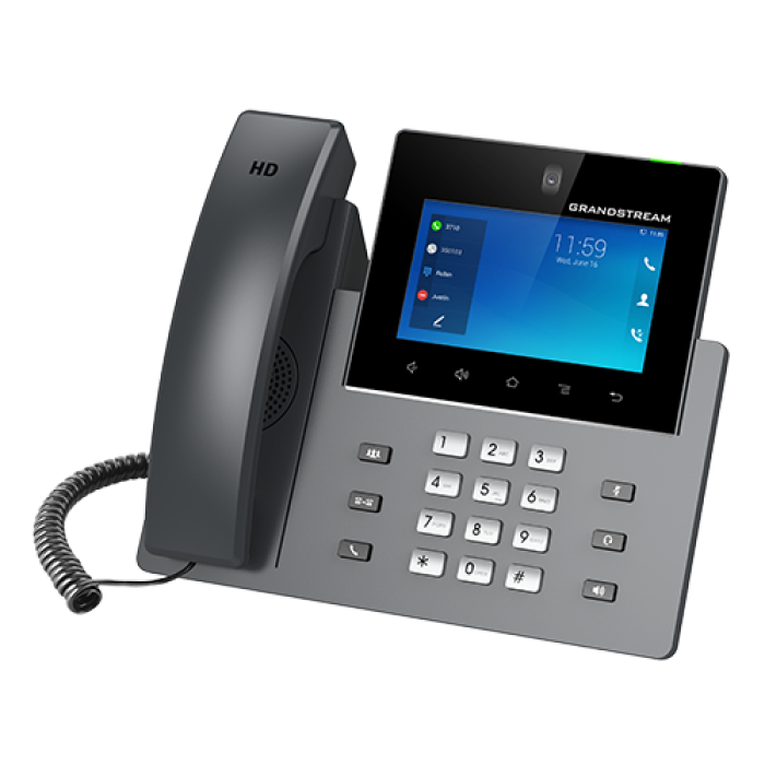 Grandstream  GXV3450 IP Video Phone, 5 inch 1280x720 capacitive touch screen, 16 lines with up to 16 SIP accounts, 2 mega-pixel CMOS camera, Wi-Fi 5 a<br>Protocols/standards 
SIP RFC3261, TCP/IP/UDP, RTP/RTCP, HTTP/HTTPS, ARP, ICMP, DNS (A-record, SRV, NA
