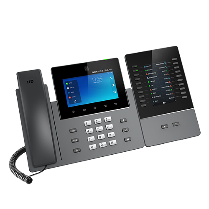 Grandstream  GXV3450 IP Video Phone, 5 inch 1280x720 capacitive touch screen, 16 lines with up to 16 SIP accounts, 2 mega-pixel CMOS camera, Wi-Fi 5 a<br>Protocols/standards 
SIP RFC3261, TCP/IP/UDP, RTP/RTCP, HTTP/HTTPS, ARP, ICMP, DNS (A-record, SRV, NA