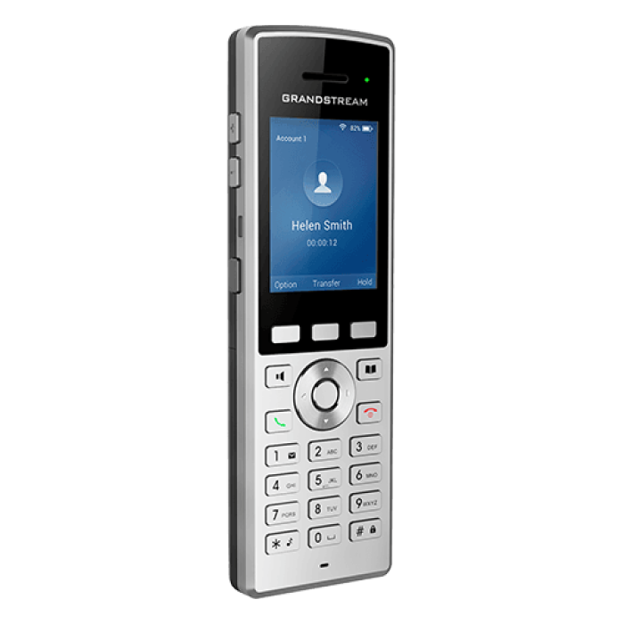 Grandstream WP822, WiFI Phone, 2 SIP, 2.4 inch (240x320) TFT color LCD, Rechargeable 2000mAh battery, 8  hour talk time,  200-hour standby, Integrated<br>Protocol/standards 
SIP RFC3261, TCP/IP/UDP, RTP/RTCP, HTTP/HTTPS, ARP, ICMP, DNS (record, SRV,
NAPTR