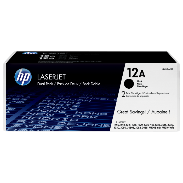 Картридж HP 12A Black Dual Pk LJ Toner Cartridge для HP LaserJet 1010/1012/1015/1018/1020/1022/3015/3020/3030/3050/3052/3055/M1005 MFP/M1319 MFP<br>