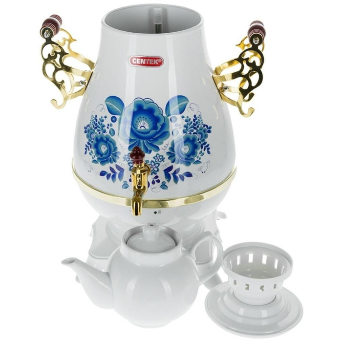 Электросамовар CENTEK CT-0092 A белый, голубой