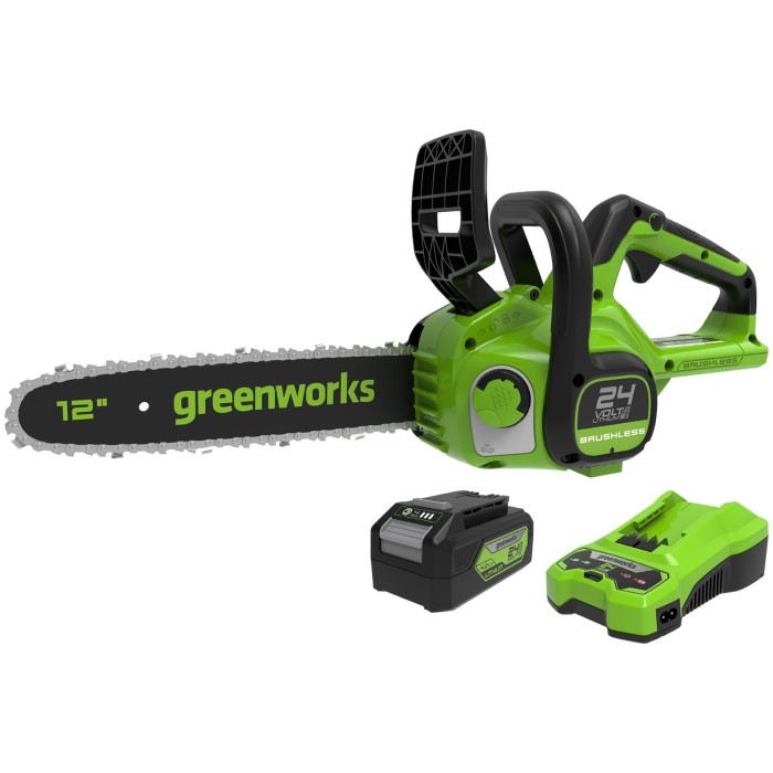 Цепная пила аккумуляторная Greenworks 2007007UB GD24CS30 24V 30см бесщеточная c 1хАКБ 4 Ач и ЗУ