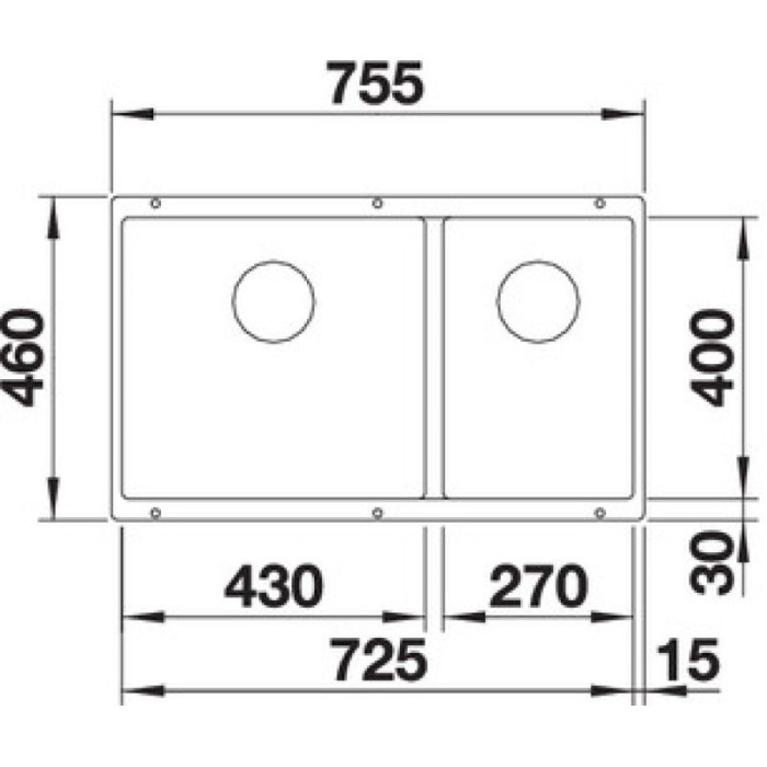 Blanco Subline 430/270-U подстольная 46х75.5х20 см, искусственный гранит, тон темная скала