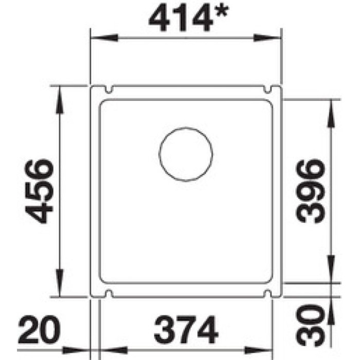 Blanco Subline 375-U подстольная 41.4х45.6х18.5 см, керамика, тон белый