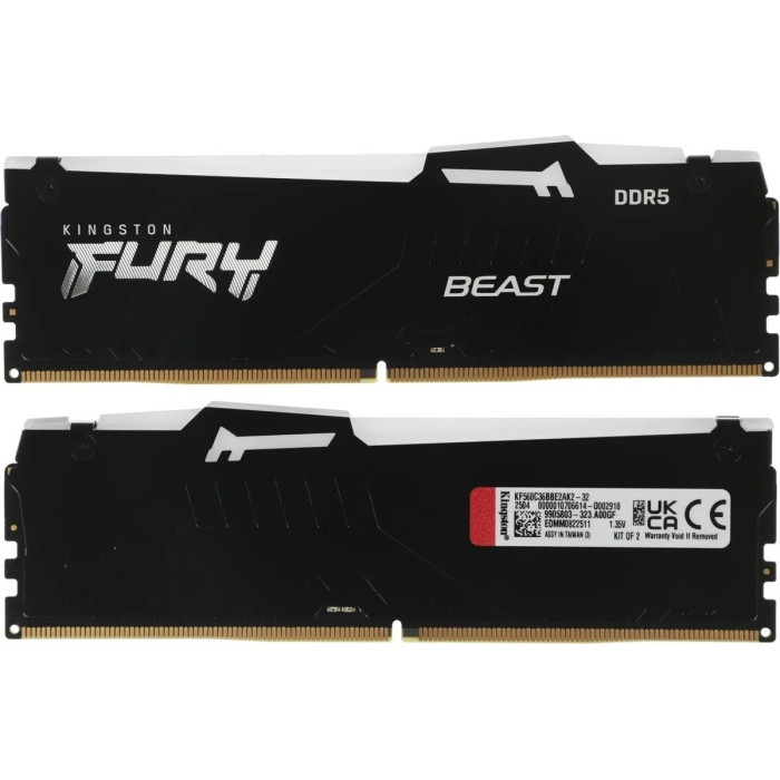 Модуль памяти Kingston Fury Beast RGB EXPO KF560C36BBE2AK2-32 DDR5 DIMM 32G KIT (2x16) 6000MHz CL36
