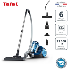 Пылесос контейнерный Tefal Swift Power, Blue, TW2971EA, (HEPA, EffiWatts, 5 насадок, 750 Вт)