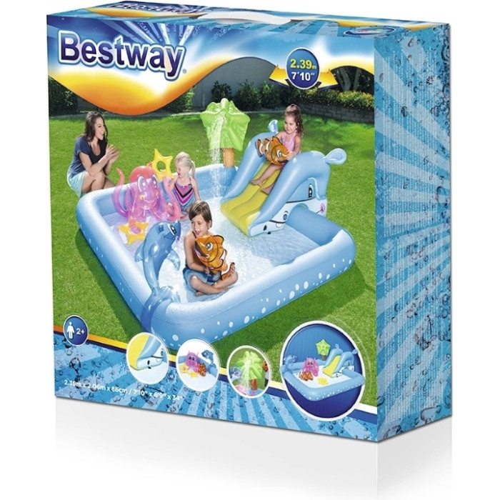 Бассейн надувной Bestway Аквариум 53052, 239x206x26 см