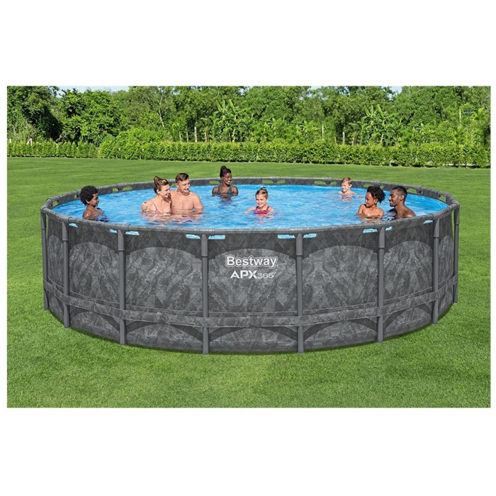 Бассейн каркасный Bestway APX 365 ( 561KC) 5.49m x 1.32m Round Pool Set. 1 бассейн, песчаный фильтр-насос 220-240V, лестница, покровный тент, полисферы, 549x549x132 см