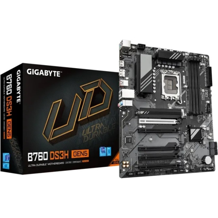 Материнская плата GIGABYTE B760 DS3H GEN5, LGA1700, B760, 4xDDR5, PCIe5.0, HDMI+DP, 2xM.2, ATX
