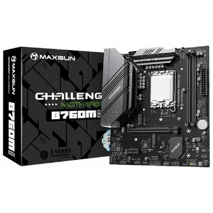 Материнская плата MaxSun Challenger B760M D5, LGA1700, 2xDDR5, 3xSATA, 2xM.2, HDMI+VGA, mATX
