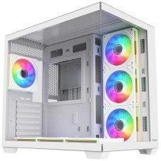 Компьютерный корпус FSP M341-WA, Без БП, 2xUSB3.0/Type-C, 7xARGB 120mm, 2xGlass, White, ATX