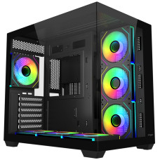 Компьютерный корпус FSP M341-BA, Без БП, 2xUSB3.0/Type-C, 7xARGB 120mm, 2xGlass, Black, ATX