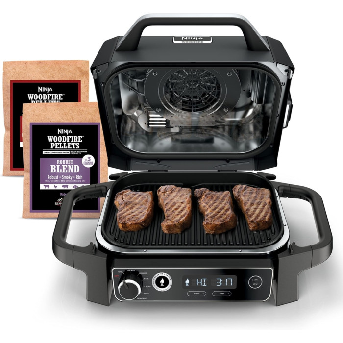 Электрогриль NINJA KITCHEN Woodfire Electric BBQ Grill & Smoker OG701EU