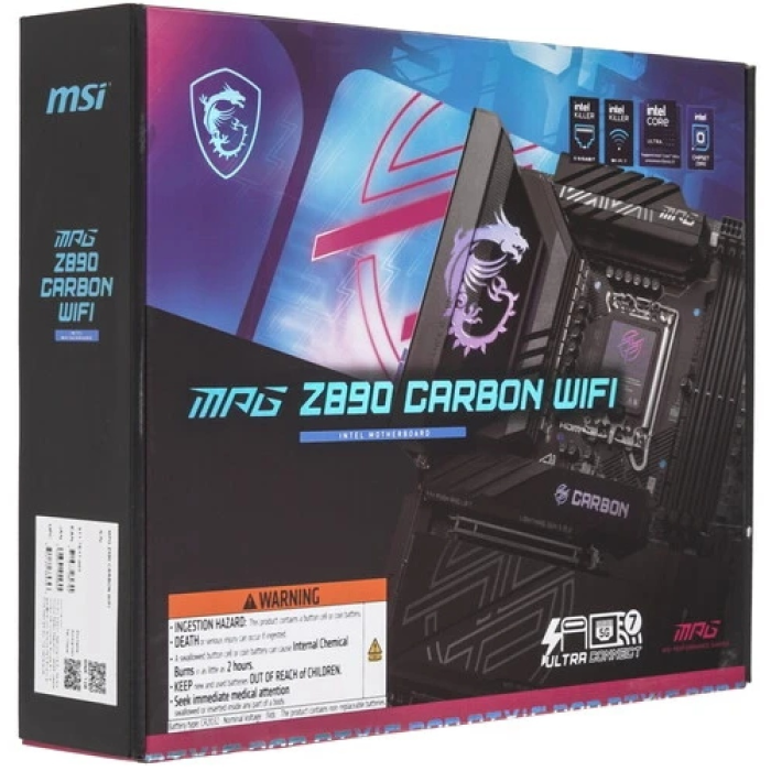Сист.плата MSI MPG Z890 CARBON WIFI, Z890, LGA1851, 4xDDR5, 2xPCI-E x16, M2, SATA, Thunderbolt, WIFI7, BOX