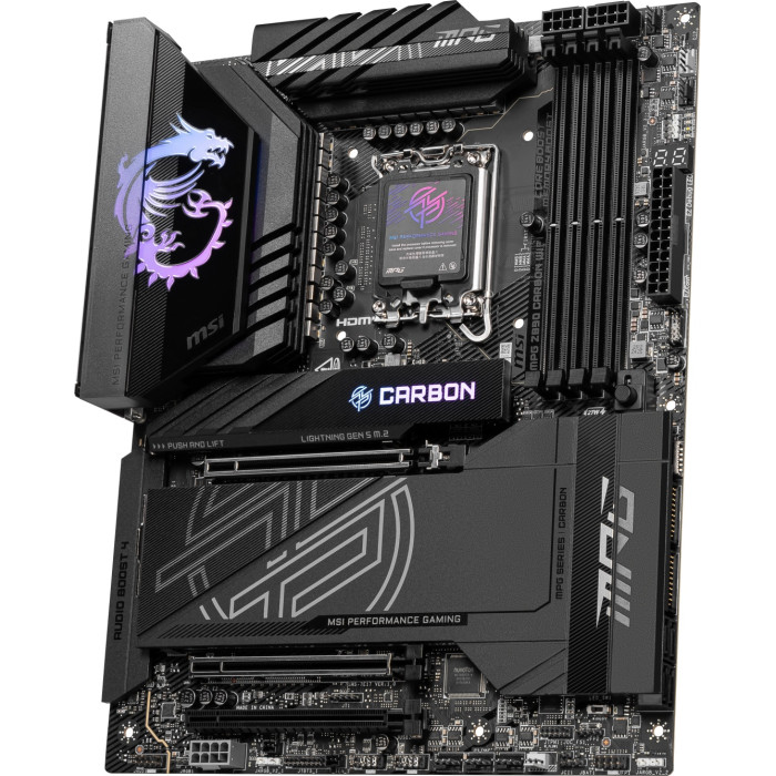 Сист.плата MSI MPG Z890 CARBON WIFI, Z890, LGA1851, 4xDDR5, 2xPCI-E x16, M2, SATA, Thunderbolt, WIFI7, BOX