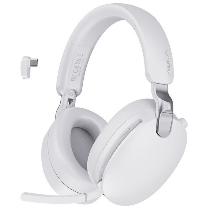 Bluetooth headphone AULA A500 WHITE, BT5.4/cable, white