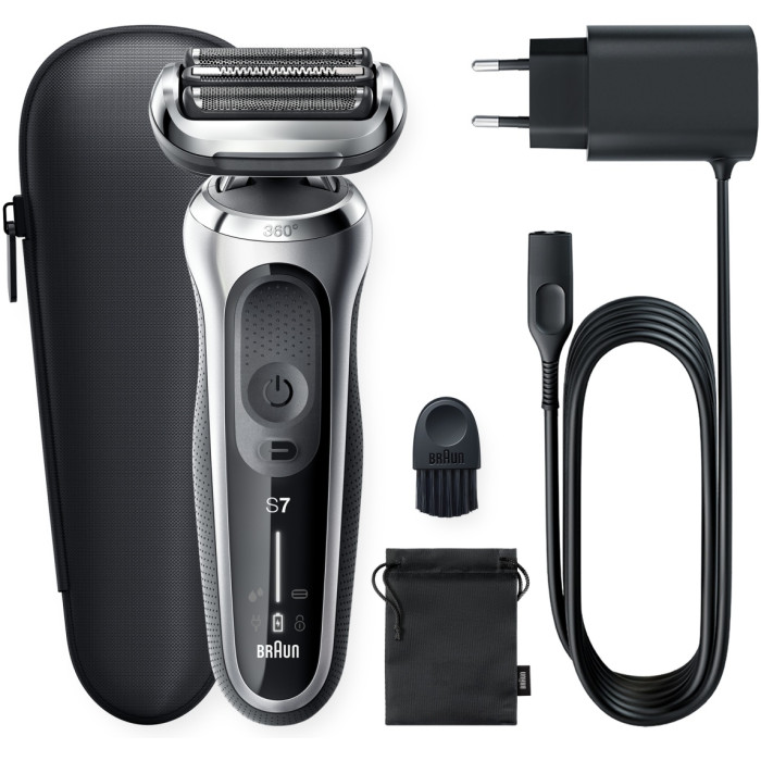 Braun Series 7 71-S1000s для сухого и влажного бритья с дорожным футляром, серебристая