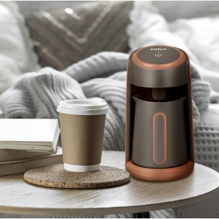 Кофеварка Kitfort КТ-7456 оранжевый, коричневый