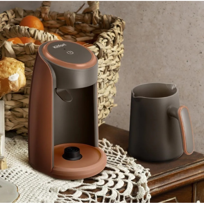 Кофеварка Kitfort КТ-7456 оранжевый, коричневый
