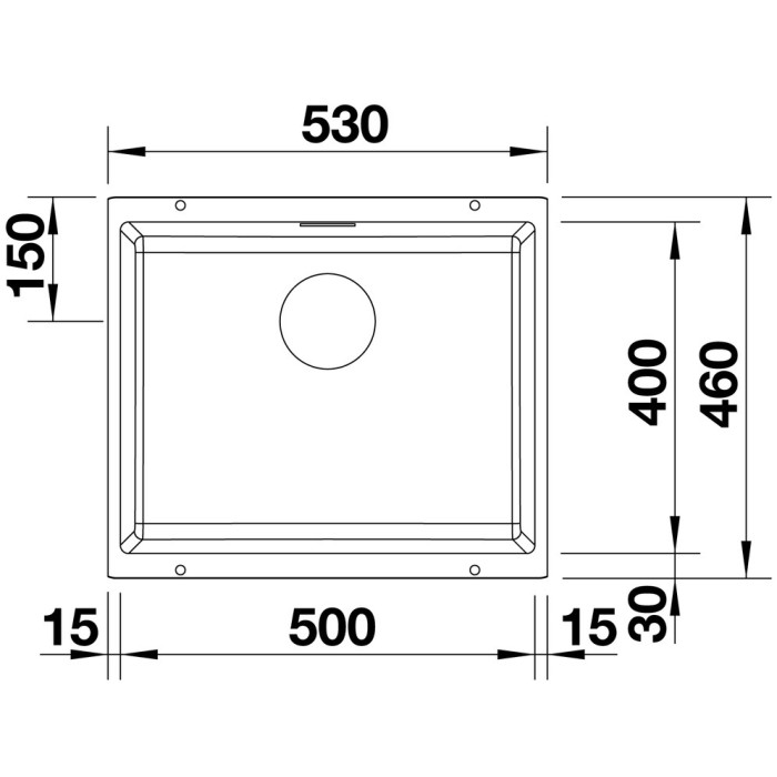Blanco Subline 500-U 527170 подстольная 53х46х19 см, гранит