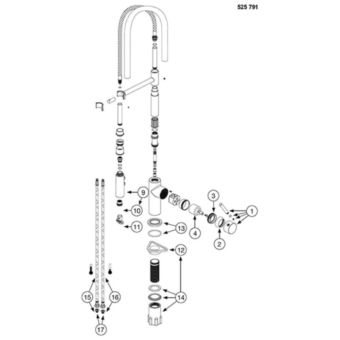 Смеситель для кухни (мойки) Blanco CATRIS-S FLEXO 525791 цвет черный, стальной, однозахватный