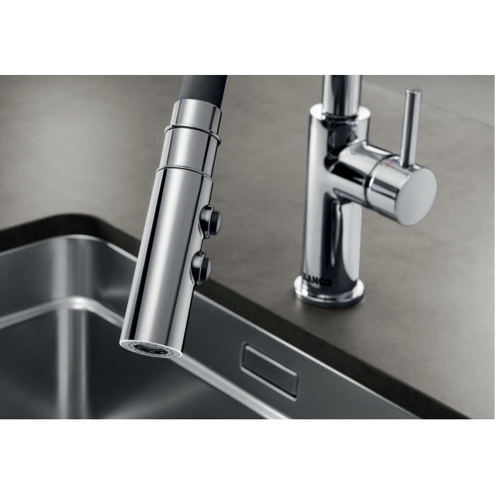 Смеситель для кухни (мойки) Blanco CATRIS-S FLEXO 525791 цвет черный, стальной, однозахватный