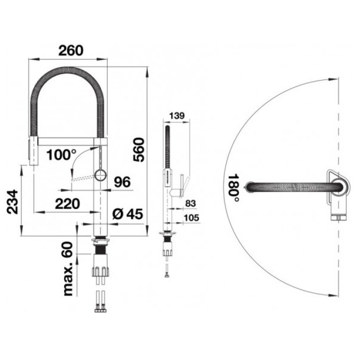 Смеситель для кухни (мойки) Blanco Blanco Culina-S II RH HP PST , однозахватный