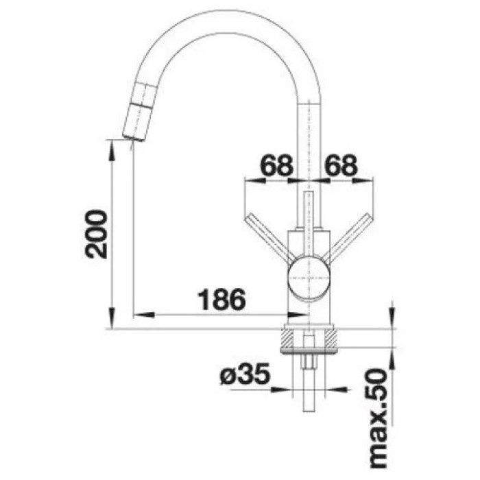 Смеситель для кухни (мойки) Blanco Mida-S 521454, однозахватный