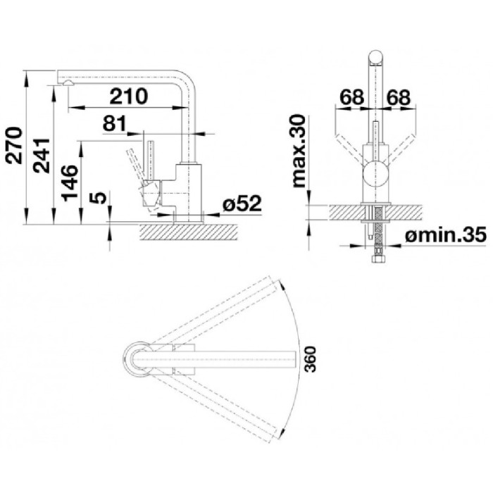 Смеситель для кухни (мойки) Blanco Mila 526657, однозахватный