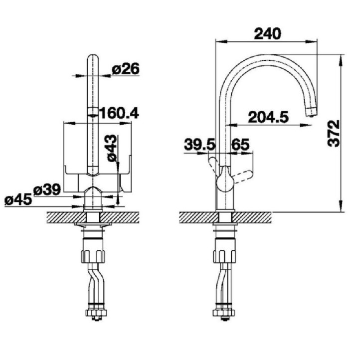 Смеситель для кухни (мойки) Blanco Trima Satin Gold 526695, двухзахватный