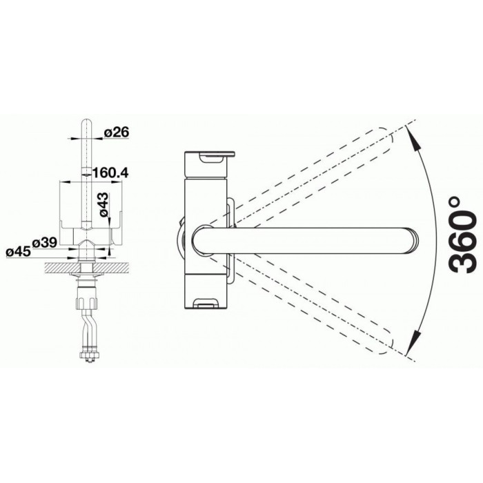 Смеситель для кухни (мойки) Blanco TRIMA ВУЛКАНИЧЕСКИЙ СЕРЫЙ 526978, однозахватный