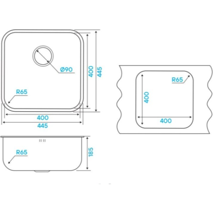 KuchenStern RUND 45 AISI 304/R65 650SS60 врезная 40х40х19 см, нержавеющая сталь, тон алюметаллик