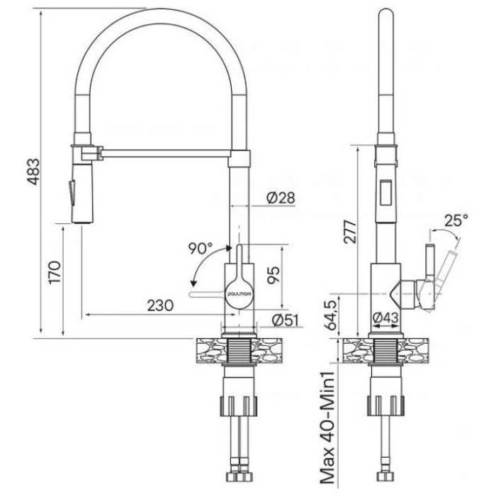 Смеситель для кухни (мойки) Paulmark Halt Ha214021-G, однозахватный