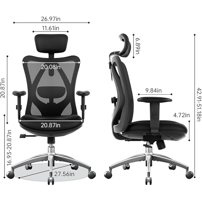Офисное кресло Sihoo M16-201, черный
