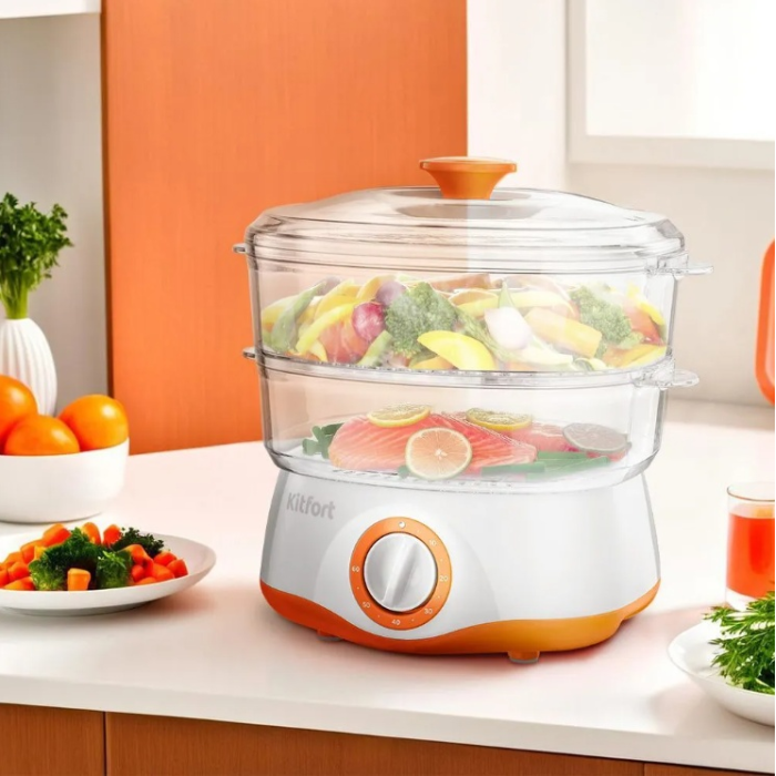 Kitfort KT-6452 4.27 л. белый, оранжевый