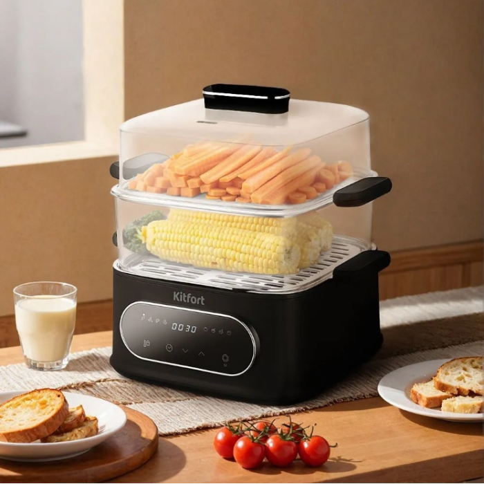 Пароварка Kitfort KT-6468 3.5 л. белый, черный, прозрачный